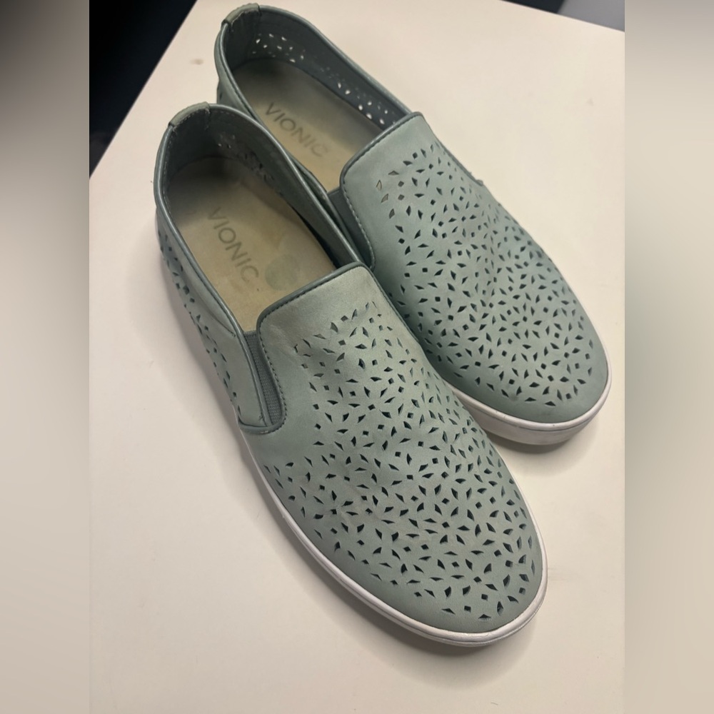 Vionic Mint Green Perforated Slip-On Loafers